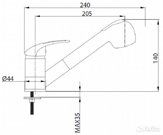 Смеситель профсан с выдвижной лейкой