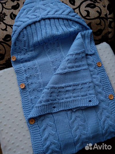 Вязанный конверт для новорожденного. Новый