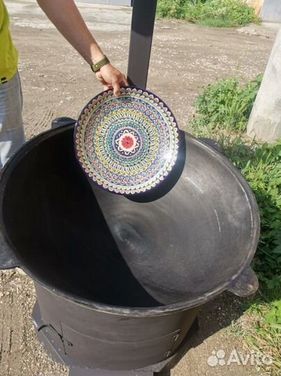 Казан 80 л + печь 3 мм с дымоходом+шумовка