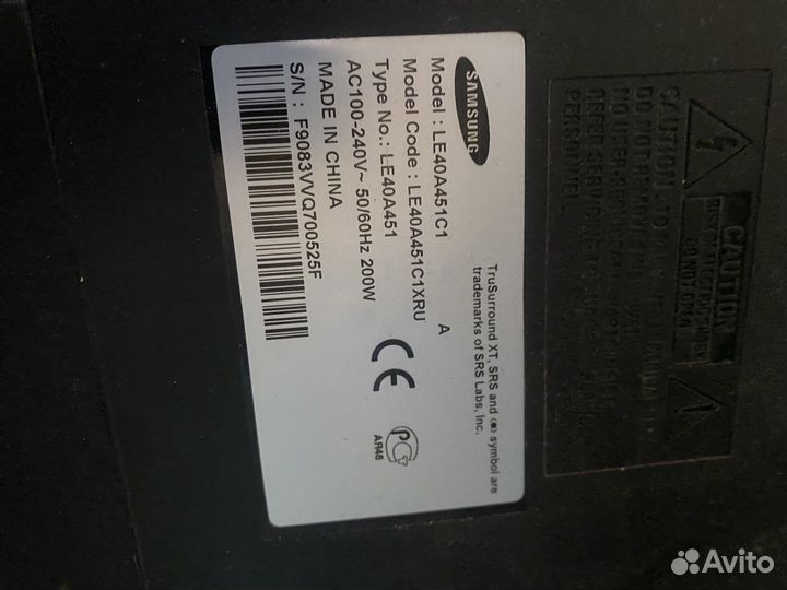Телевизор на запчасти samsung