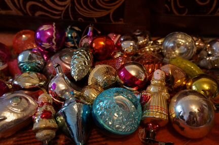 Советские елочные игрушки стеклянные 45 штук