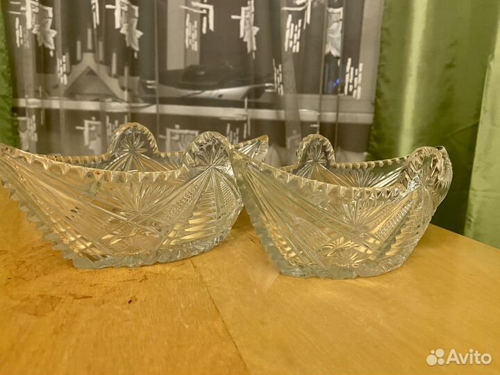 Хрустальная ваза Ладья (лодрчка) СССР