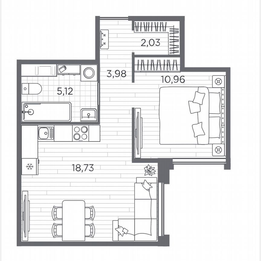 1-к. квартира, 40,8 м², 3/5 эт.