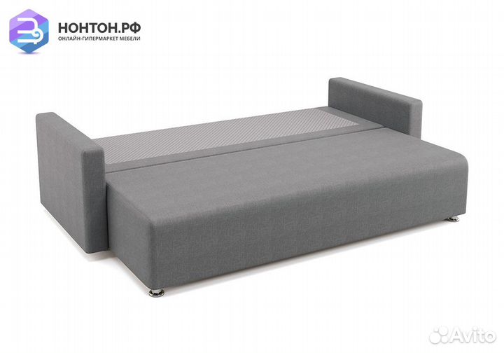 Диван еврокнижка Олимп серый / купон красный