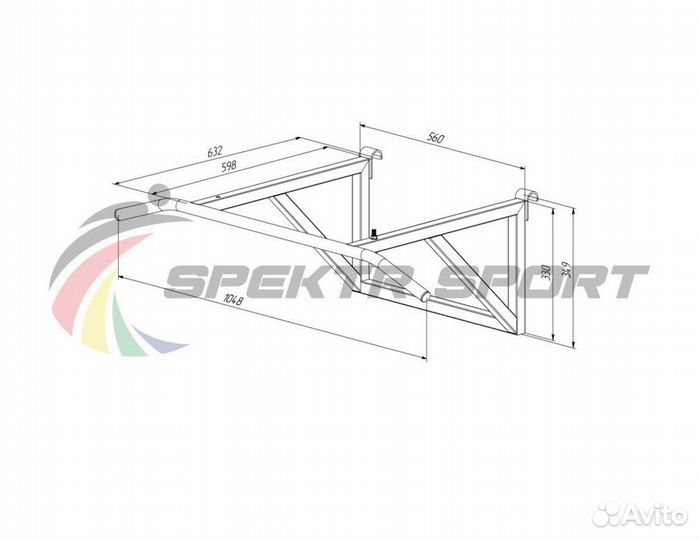 Турник навесной Spektr Sport Школьник 2, черный