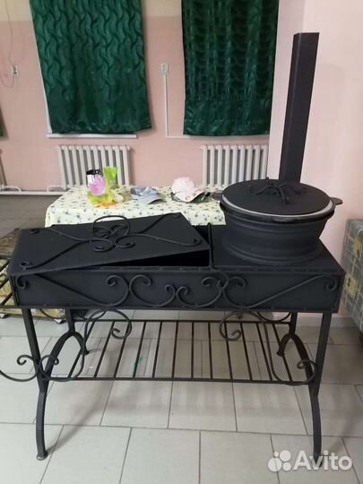 Мангал с печью под казан