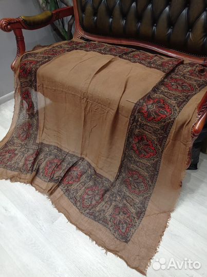 Платок большой шаль 150см шерсть/хлопок ручная