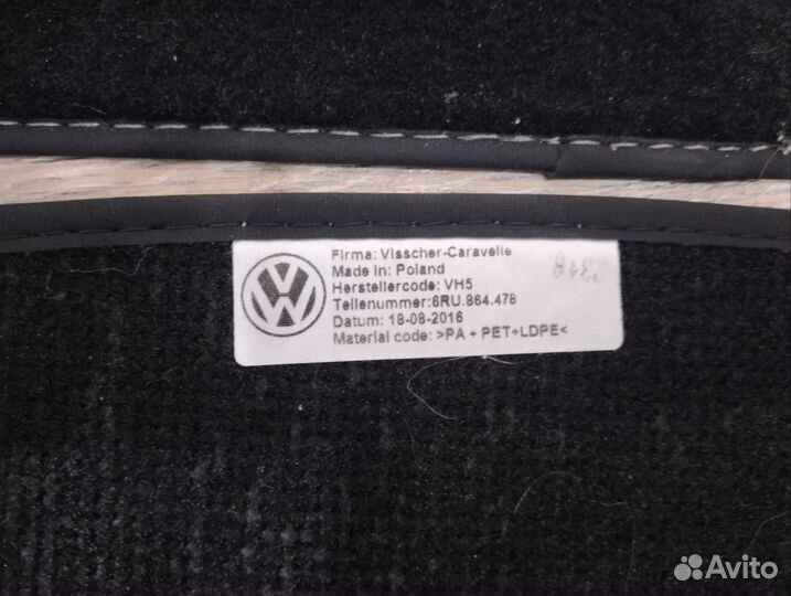 Коврики VW Polo оригинал ворсовый
