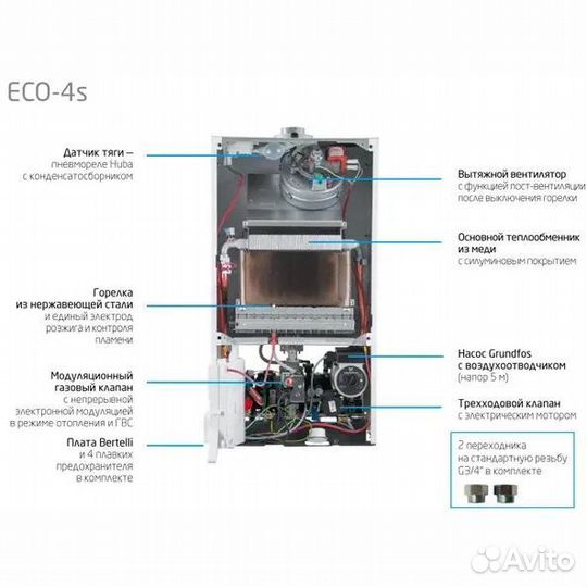 Котел настенный baxi ECO 4S 24F закрытая камера