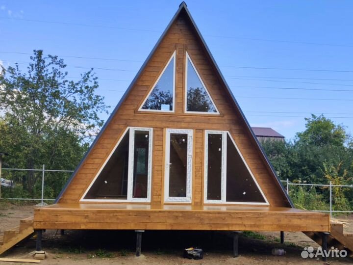 Дом каркасный A-frame с террасой. Прямой поставщик