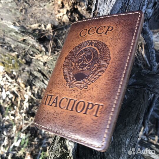 Обложка на паспорт СССР (Стилизация) из кожи