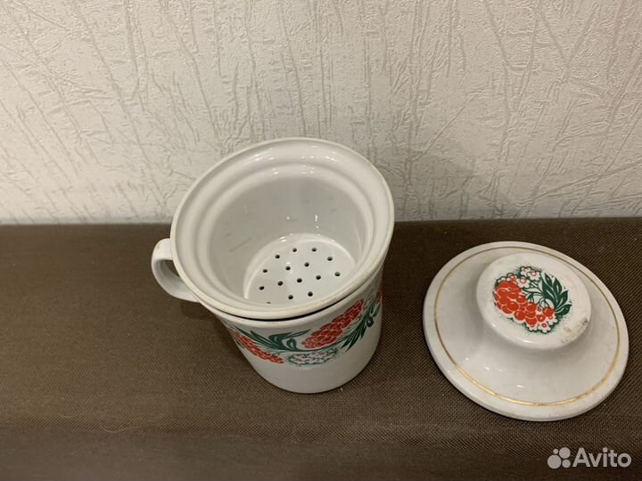 Кружка заварочная фарфоровая с ситчиком