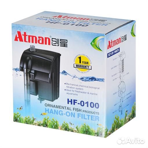 Фильтр рюкзачный Atman HF-0100 190 л/ч, 3 W, для аквариумов до 20л
