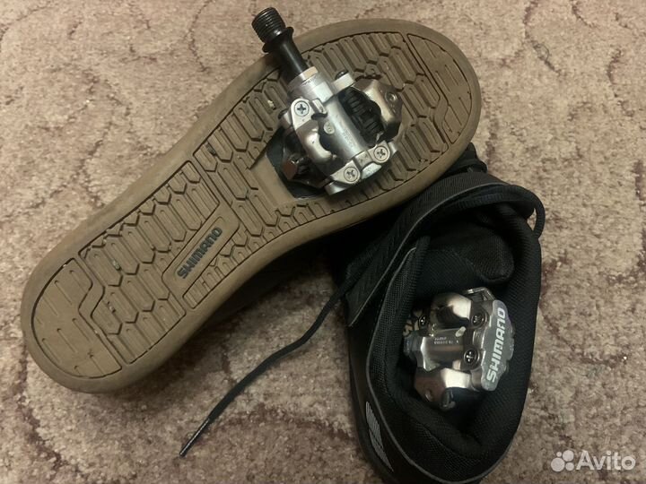 Велотуфли shimano mtb+контактные педали shimsno