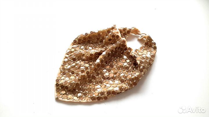 Шейный платок - натур/шелк/стеклярус и пайетки