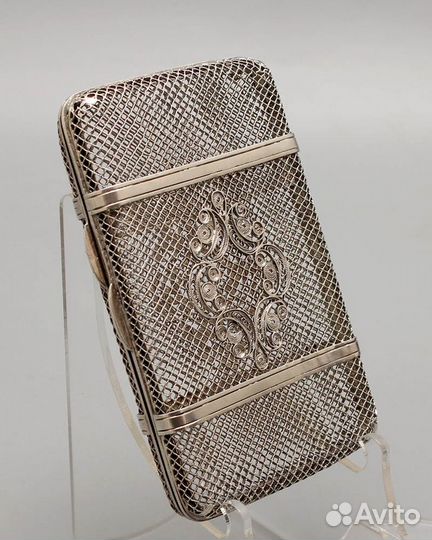 Антикварный портсигар скань серебро 88 проба