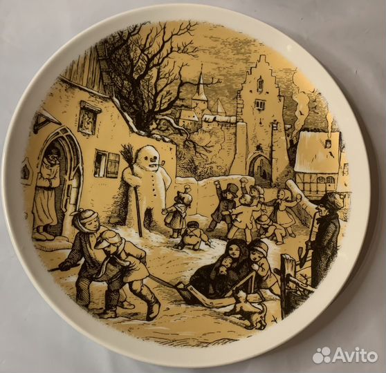 Немецкая Редкая Настенная Тарелка. Фарфор. Зима