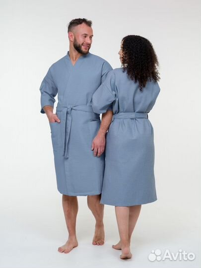 Халат вафельный 48-50 серый