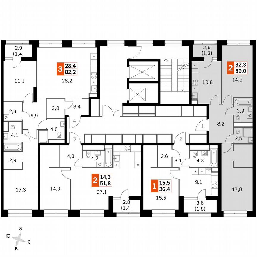 2-к. квартира, 59,4 м², 25/25 эт.