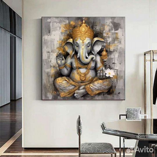 Современная картина маслом Ганеша