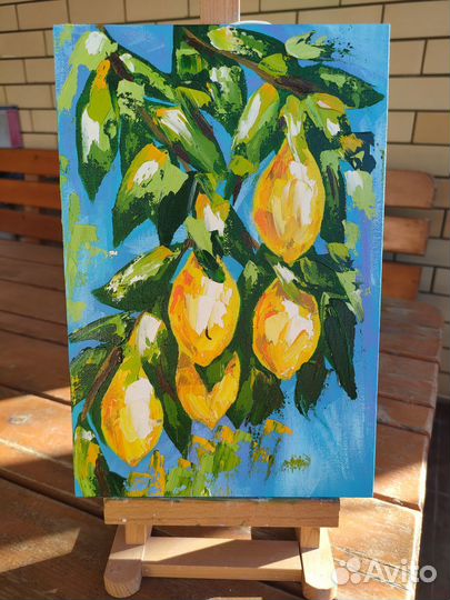 Картина лимон лимоны ветка с лимоном