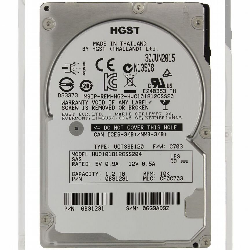 [HUC101812CSS204] Жесткий Диск Hgst 1.2tb Sas 2.5 Huc101812css204