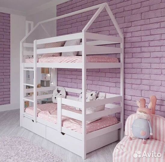 Двухъярусная кровать домик 180х80
