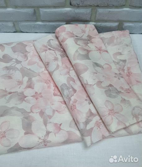 Ткань льняная.260см.Белорусский лен.Яблоневый цвет