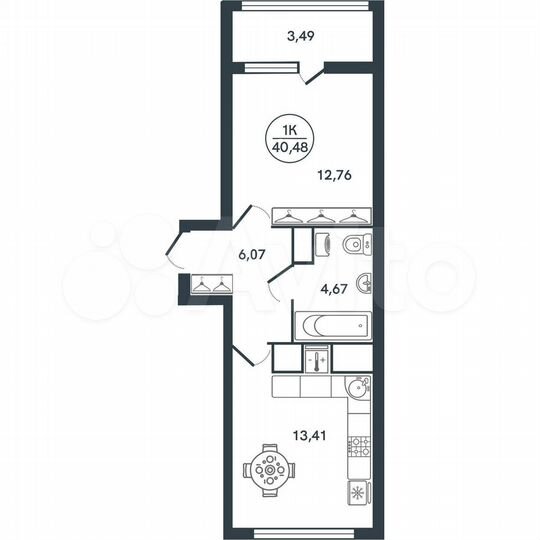 1-к. квартира, 40,5 м², 16/17 эт.