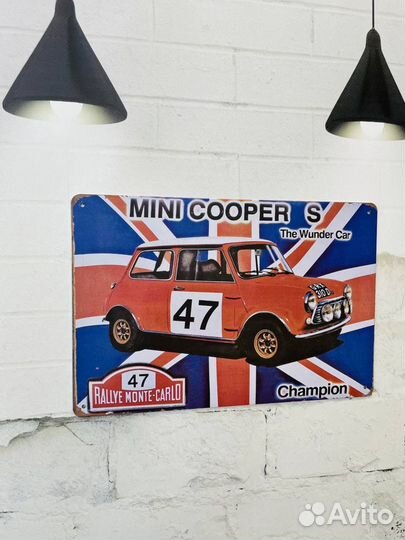 Декор на стену табличка Mini Cooper