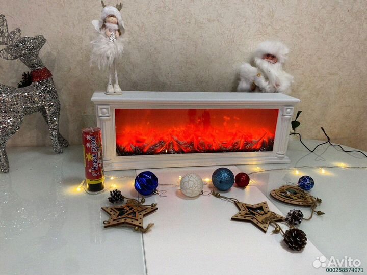 Декоративный камин настольный белый