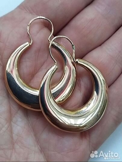 Золотые серьги, Крупные калачи,585 пробы
