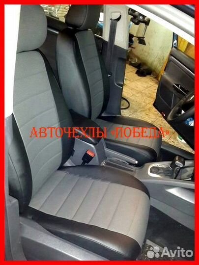 Чехлы Volkswagen Jetta 5 из экокожи чёрно-серые