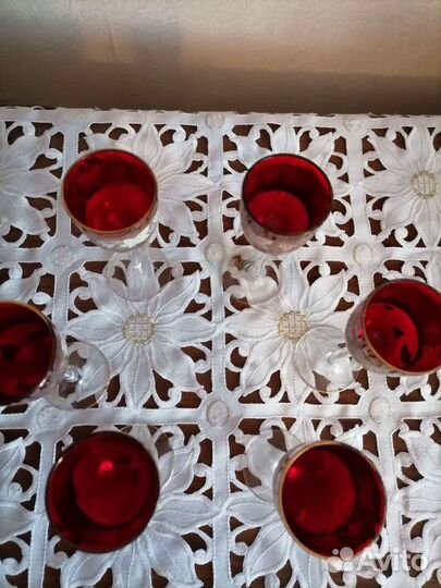 Рюмки из красного стекла Чехословакия