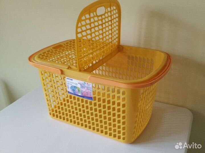 Корзина пластиковая для фруктов/пикника жёлтая
