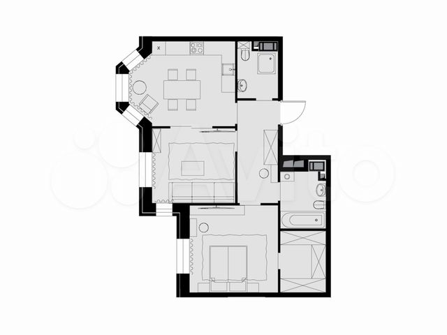 2-к. квартира, 62,2 м², 23/26 эт.