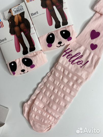 Колготки капрон детские панда розовые Турция