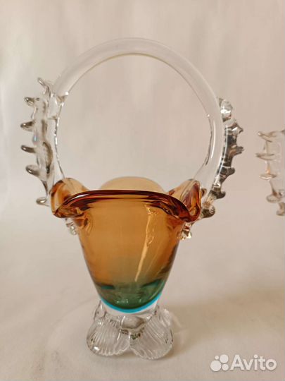 Ваза конфетница цветное стекло СССР