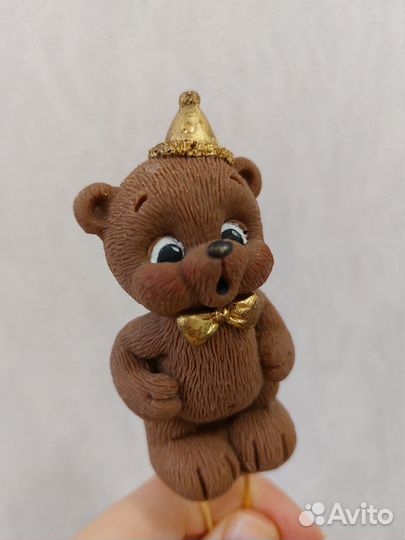 Шоколадный мишка на торт и топпер one 1 годик