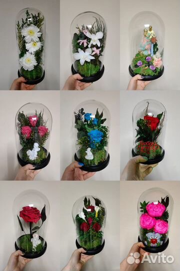 Живые цветы в колбе стекле, подарок, флорариум, от