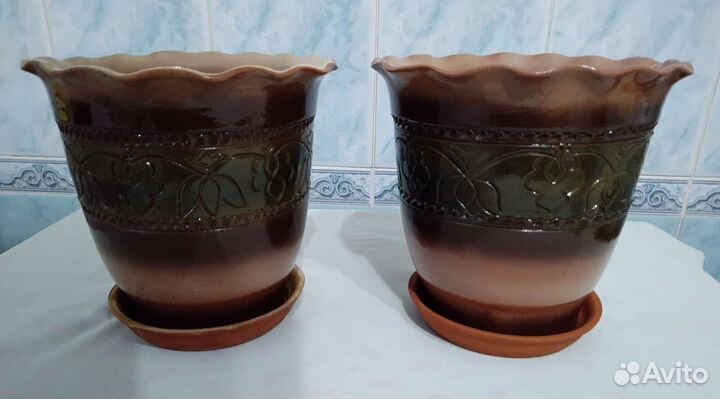 Горшки керамические цветочные глазурированные