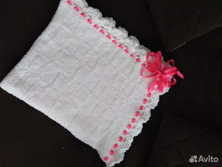 Плед детский вязаный и пинетки