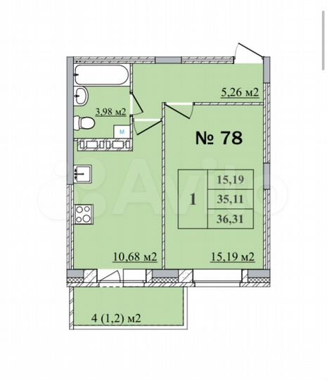 1-к. квартира, 36,3 м², 4/10 эт.