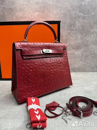 Сумка Hermes Kelly 28 ostrich из натуральной кожи