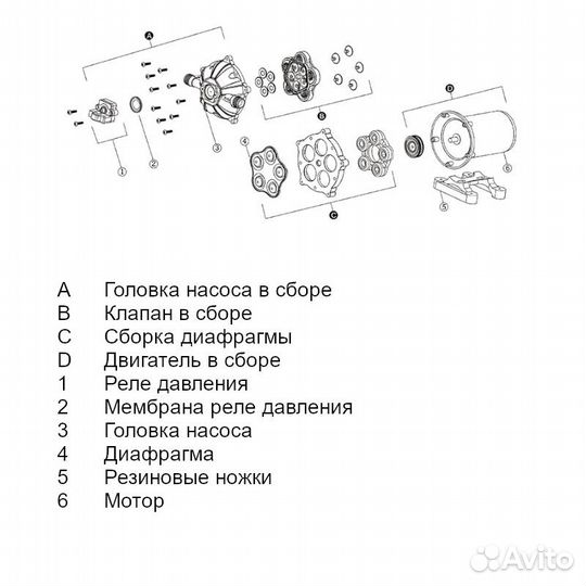 Пятикамерный мембранный насос 51 series 15 л/мин, 24В