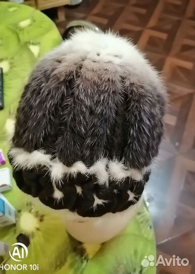 Шапка норковая женская вязаная