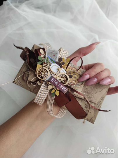 Мужской конверт для денег ручной работы