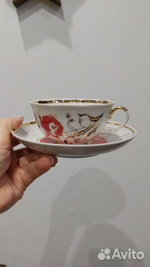Чайный сервиз дулево фарфор красные маки