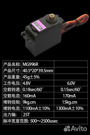 Сервопривод MG996R 180 градусов