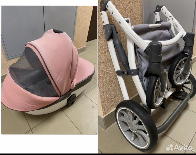Коляска anex m type 2 в 1 розовая